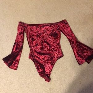 Red velvet bodysuit fashion nova